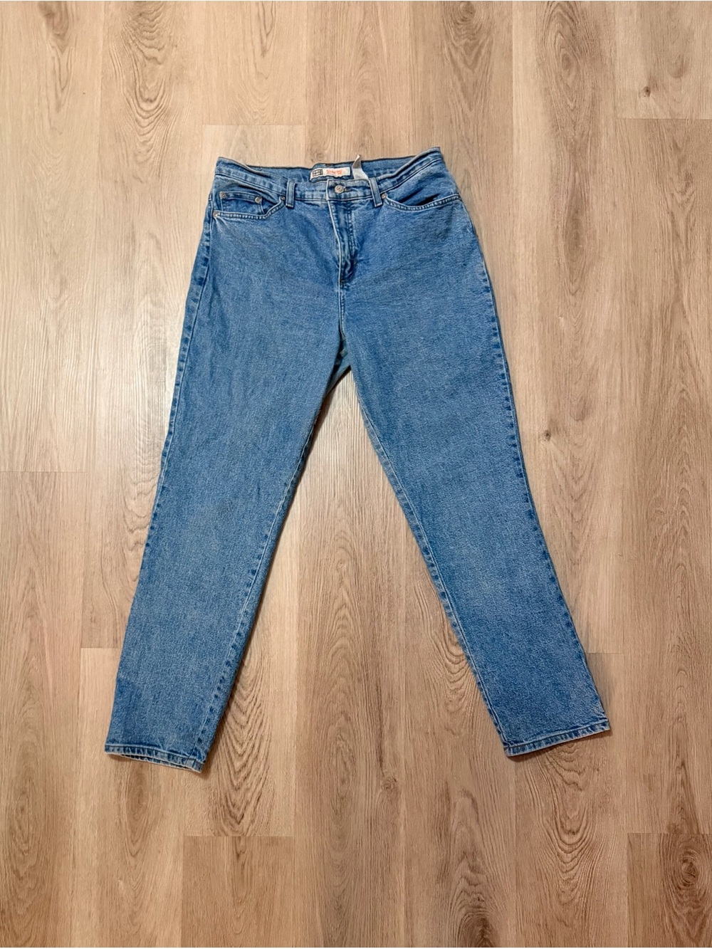 Faded Glory Straight Leg Jeans Women 12 Regular Blue Medium Stone Wash High Rise